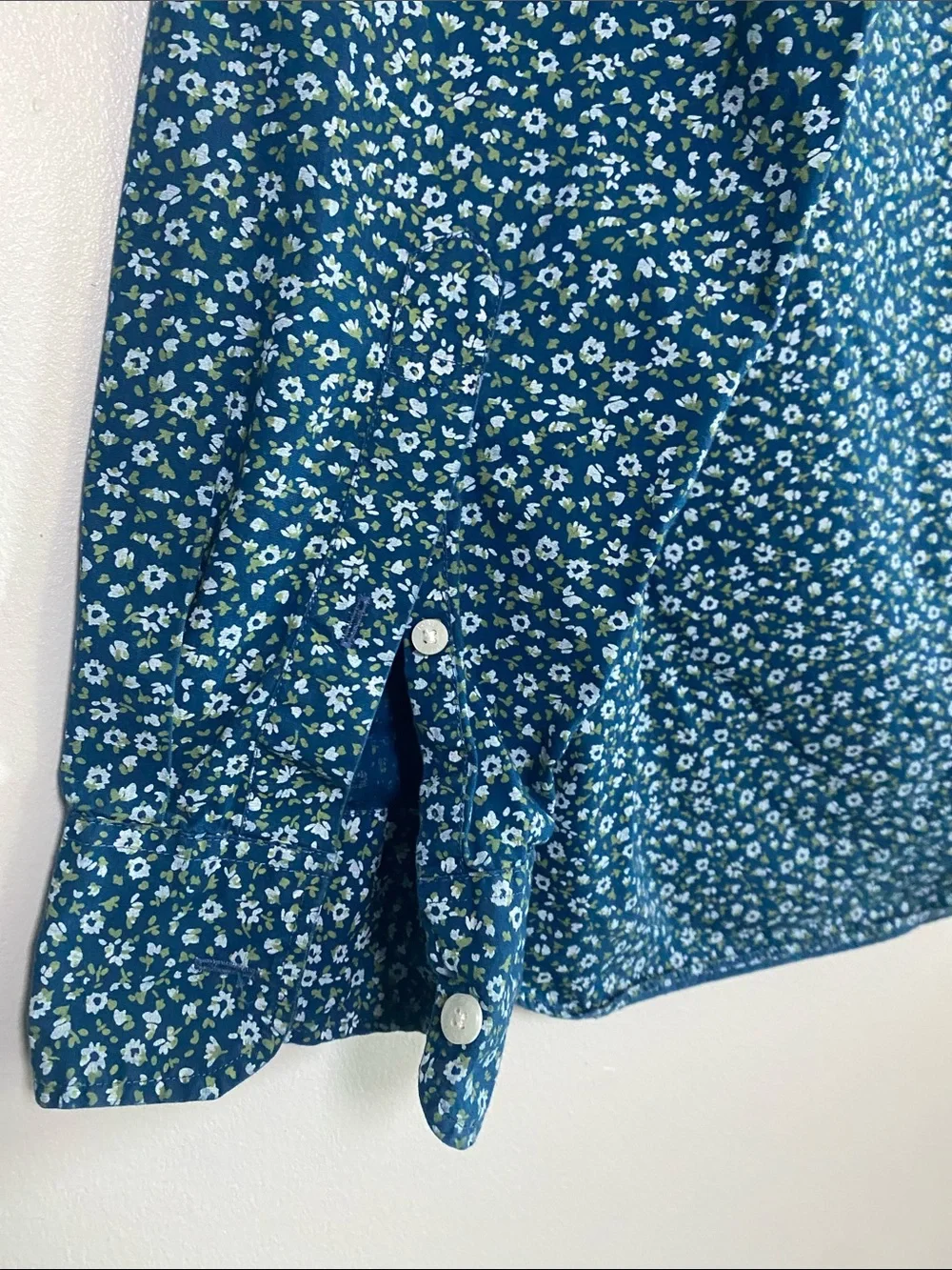 J Crew Slim Fit Flex Washed Shirt Mens Large Blue Floral Long Sleeve Button Down